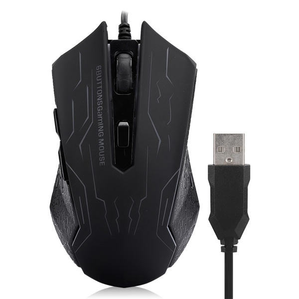 Stille Gaming Mus USB Kablet Stasjonær PC Laptop Mus G6 1.5m 6-Gir Justerbar
