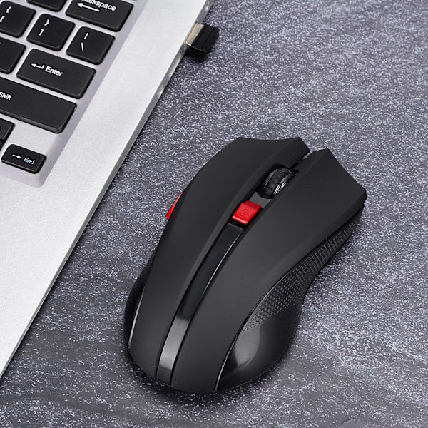2.4G Trådløs Mus Lett Vekt Datatilbehør 6 Taster Svart for Laptop Bedrift Kontor
