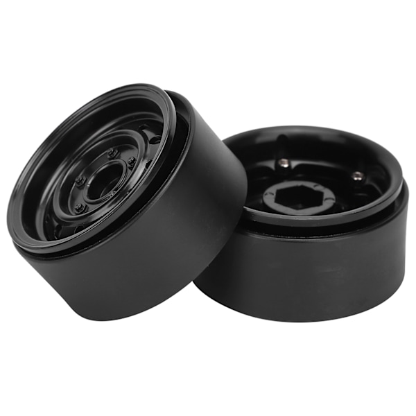 2 kpl Metal Beadlock Pyörännapa RC-Auton Tarvikkeet Sopii 1/10 RC Crawler 12 Reikää 1.9 Tuumaa Musta