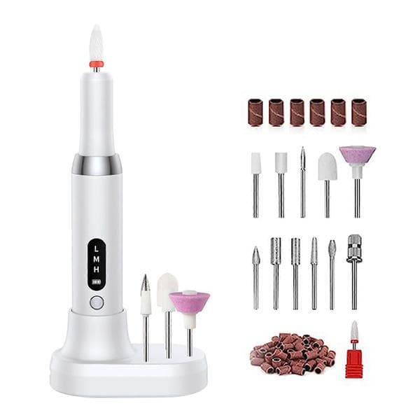 Electric Nail Drill Kit Cordless Nail Drill for Home Use Professional Manicure Pedicure Set for Beginners White