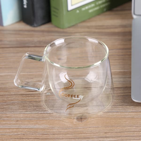 Dubbelväggig isolerad glaskopp Värmebeständig mugg Glasvaror för kaffe te mjölk