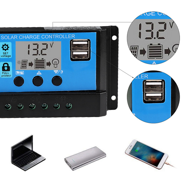 30A 12V 24V Solcellsladdningsregulator PWM-regulator (30A)