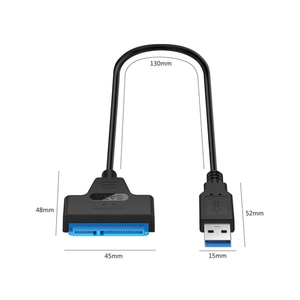 USB 3.0 till SATA 3-adapter, SATA till USB 3.0-adapter, lämplig för 2,5-tums hårddiskar