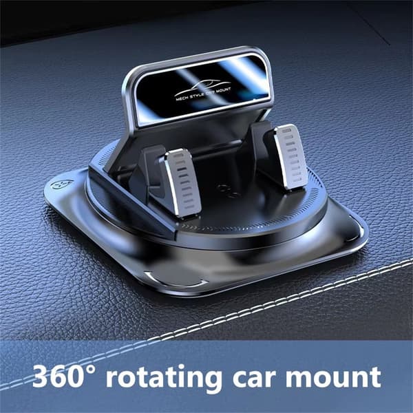 Mobile Phone Holder Car Dashboard Automatic Locking 360 Degree Rotation Non-Slip Black