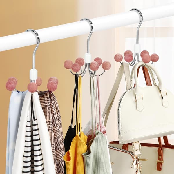 360-degree rotating hanger, scarf hanger, wardrobe hook, handbag organizer