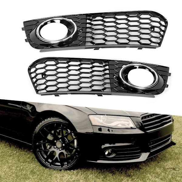 Dimljusskydd Lamphållare Nätgrill Passar Audi A4 B8 2009-2011 (Förkromat)