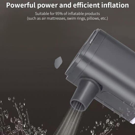 Luftpump - Luftmadrasspump - Elektrisk pump - Bärbar elektrisk luftpump - Sladdlös luftkompressor - Uppblåsbar kudde - Grå Grey