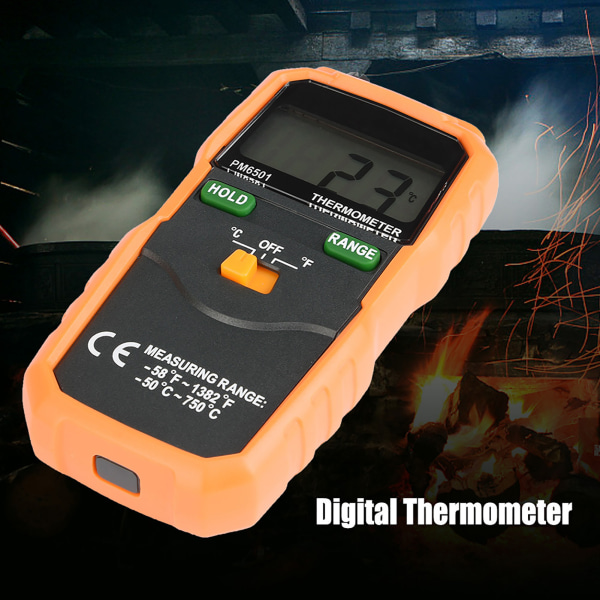 PEAKMETER PM6501 K Type Digital LCD Temperatur Termometer Testværktøj