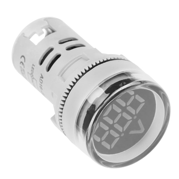 Rund LED Signallampe AC Digital Display Voltmeter Indikator (hvid)