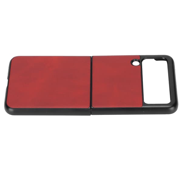 Leather Case for Samsung Galaxy Z Flip 3 Mobile Phone Shockproof Scratch Cover Red