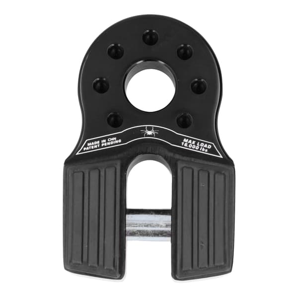 Flad Winch-Sjakkelmontering 16000lb Belastning med Gummibeskyttelse Aluminium Legering Universal til UTV SUV Pickup Sort
