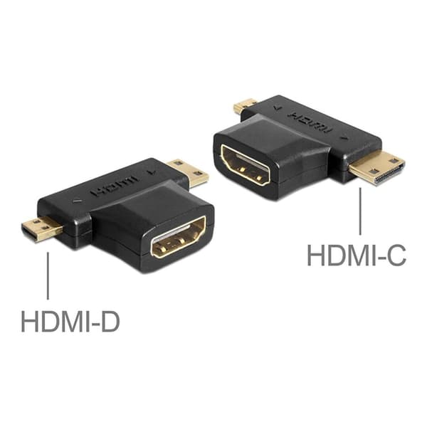2 stk. Micro HDMI Han Mini HDMI Han til HDMI 1.4 Hun 90 Grader 2-i-1 Combo Adapter