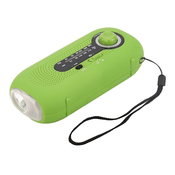 Nödradiotyp C Portabel IPX3 Vattentät Handvev Solradio med 5 lysdioder Ficklampa för Utomhuscamping Grön