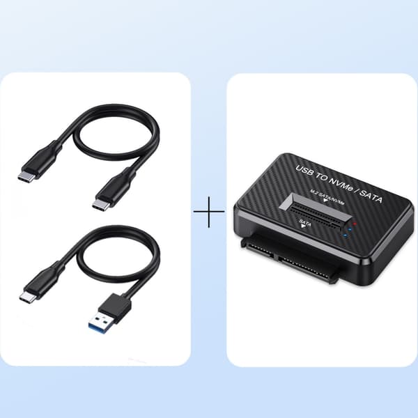 USB til NVMe/Adapter Harddiskleser Disk-omformer Strømadapter Dataoverføring, M.2 NVMe/SATA SSD-kortleser