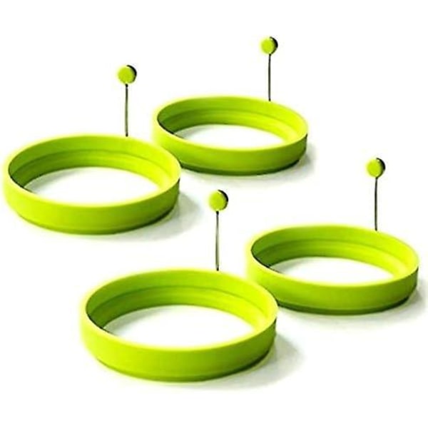 Non-stick silikone spegeæg og pandekageformsæt - grønt, 4 stk