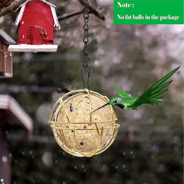 Gold Wild Bird Feeders 2-Pack Hengende Ball Bird Mater for små ville fugler Metall Fat Ball Fuglemater for utendørs og innendørs bruk