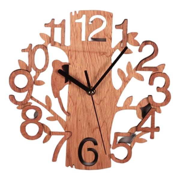 Väggklocka Trädform Tyst Icke Tickande Klocka för Kontor Vardagsrum Sovrumsinredning