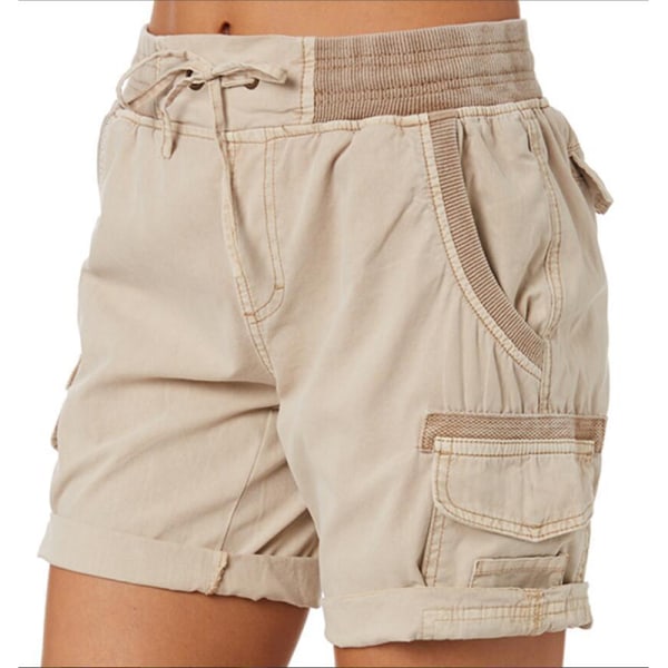 Casual Cargo Shorts for kvinner Sommer Casual Cargo Shorts Khaki M