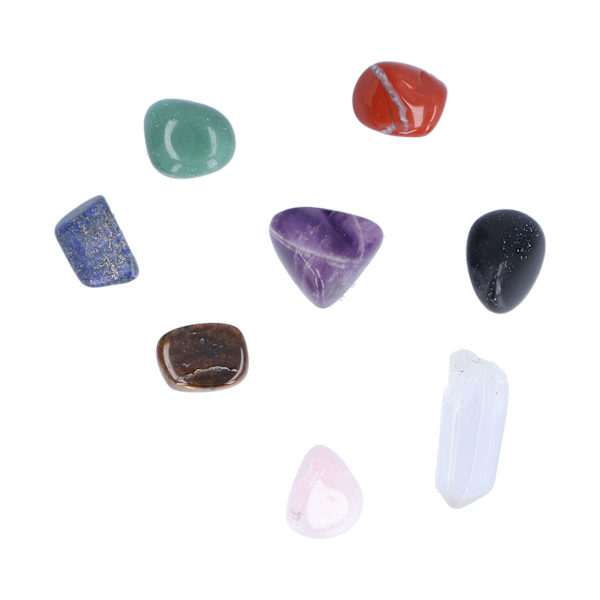 8 Sorters Kristall Ädelstenar Healing Chakra Balans Sten Set med Förvaringspåse för Hemmakontor