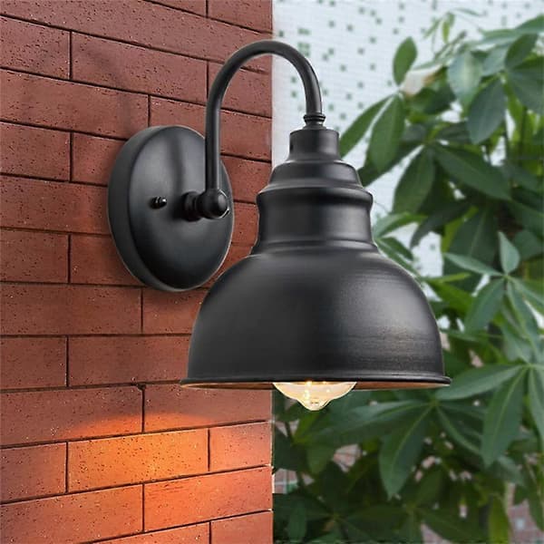 Vintage Vegglampe Gooseneck Barn Flat Light (Svart)