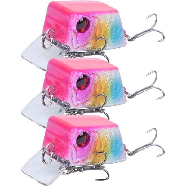 3 stk Cube Mini Agns Fiske Kunstfisk Lokke Fiskegrej Værktøj med Skarpe Krog 4#