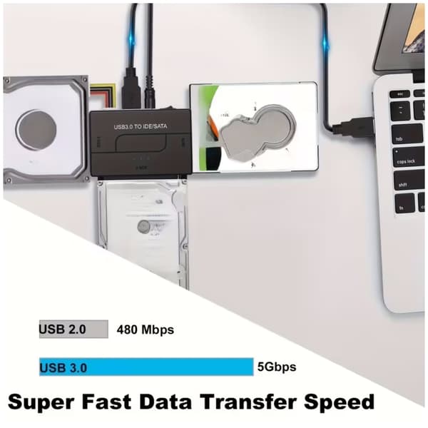 USB 3.0 - sisäinen kiintolevysovitin 2,5\"/3,5\" SATA HDD/SSD- ja IDE-kiintolevyille