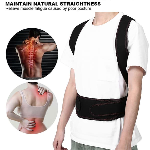 Unisex Adjustable Posture Corrector Back Support Humpback Correction Belt Back Brace XS RedYMMR)