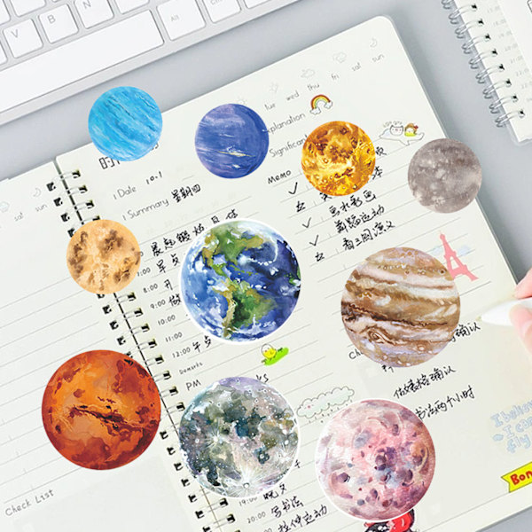 20 stk Planet Solar System Stickers PET Universe Planet Stickers for Mobiltelefoner Datamaskiner Nettbrett Kopper Lonely Planet