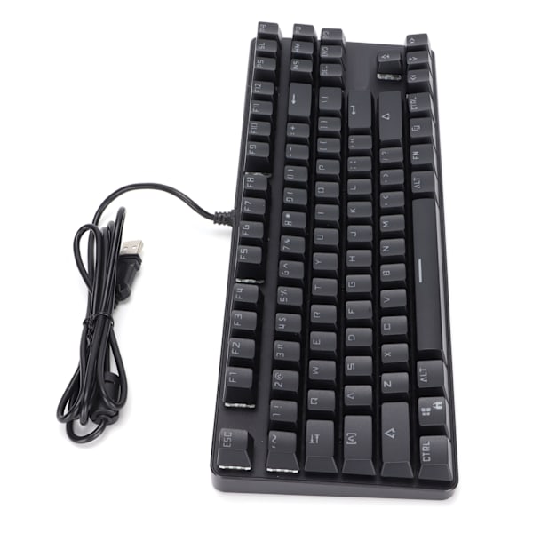 Mekaniskt Gamingtangentbord 87 Tangenter 9 Bakgrundsbelysningslägen Trådbundet USB-bakgrundsbelyst Tangentbord för PC-Gamers Svart