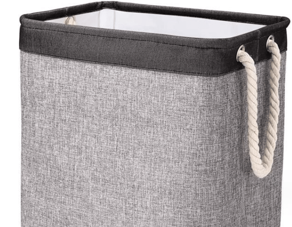 Large Laundry Hamper 50 x 41 x 31 cm, Foldable Laundry Basket with Rope Handles Storage Bin Suitable for Bedroom Laundry Room Bathroom Black+Grey