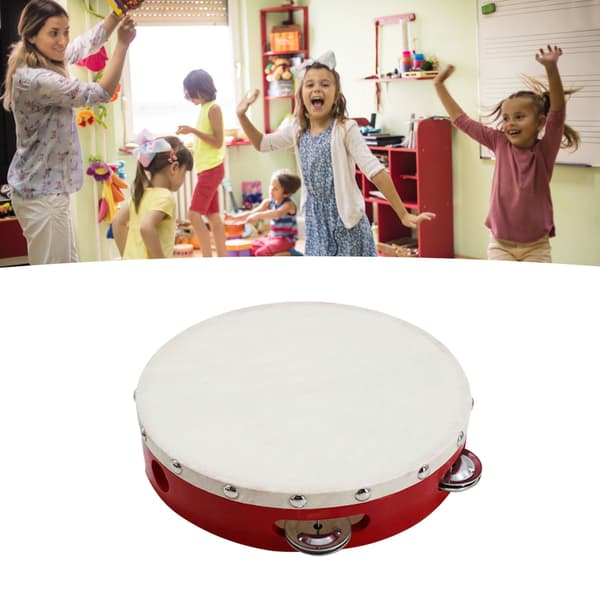 8-inch Adjustable Comfortable Grip Handheld Tambourine Drum Kids Musical Educational Instrument