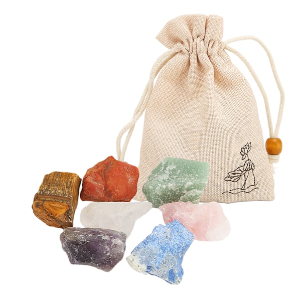 7 stk Chakra Stones Set 7 fargerike rå Chakra Stones Crystal Stones Set for Healing Meditation