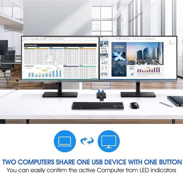 USB3.0 Switch Selector, USB dubbelriktad delningsadapter Dela data på kontor, bibliotek, skola, vardagsrum