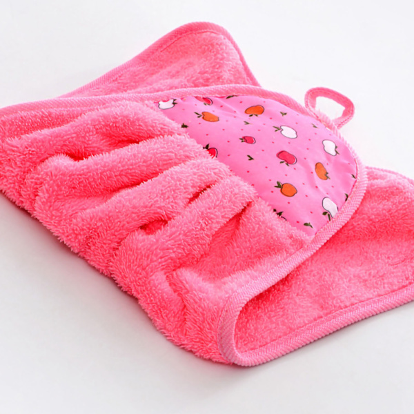 Håndklæde Rengøringsklud Mikrofiber Hængende Opvask Håndaftørring til Køkken Badeværelse Toilet Pink