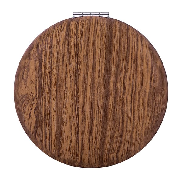 Portable Makeup Mirror with Wood-Grain PU Surface and Double-Sided High-Definition Mirror, Superior Quality