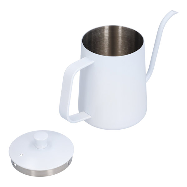 Kaffekedel Rustfrit Stål Mini Bærbar Hvid Tynd Tud Hæld Over Kedel til Rejser Camping Te Kaffe