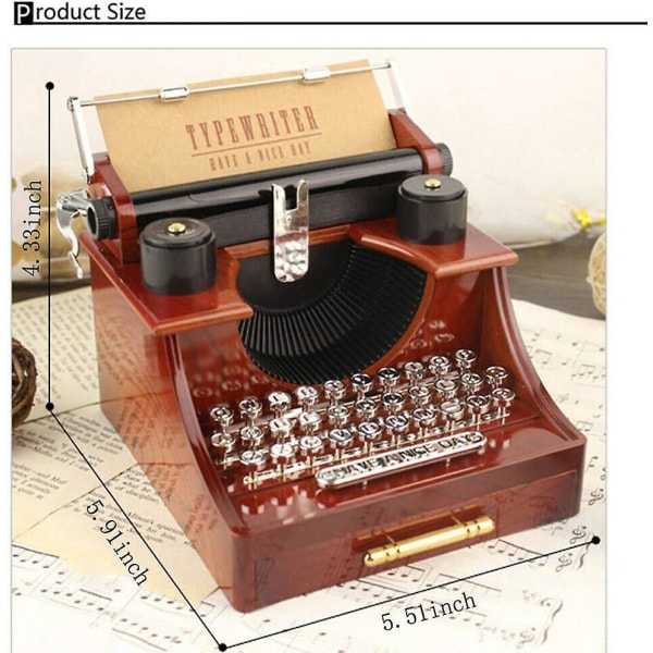Vintage mekanisk skrivemaskin musikkboks med skufforganisering