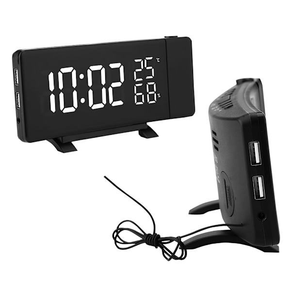 Digital Klocka 3 Färgs Projektion LED Växlingsdisplay Tid Klocka Temperatur Luftfuktighet FM Radio 12