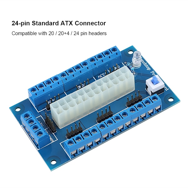 24/20Pin ATX Strømforsyning Bench Top Breakout Board Modul Adapter Til Computer PC
