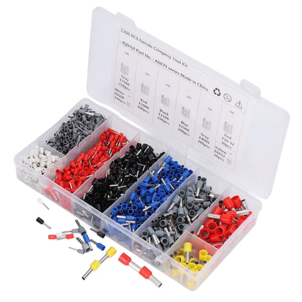 1200 stk. Wire Ferrules Krympekontakter Isolerte Krympeterminaler Universal for Bil