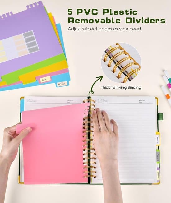 Notebook - Spiral Bound, Leather Cover - 300 Pages - 5-Column Layout - (10 x 8.07 inches) - Lined - Green Green