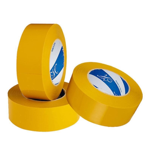 Kraftig gul emballasjetape - 3 ruller, 45 mm bred, 27 mm tykk - ideell for forsegling av pakker og fraktesker