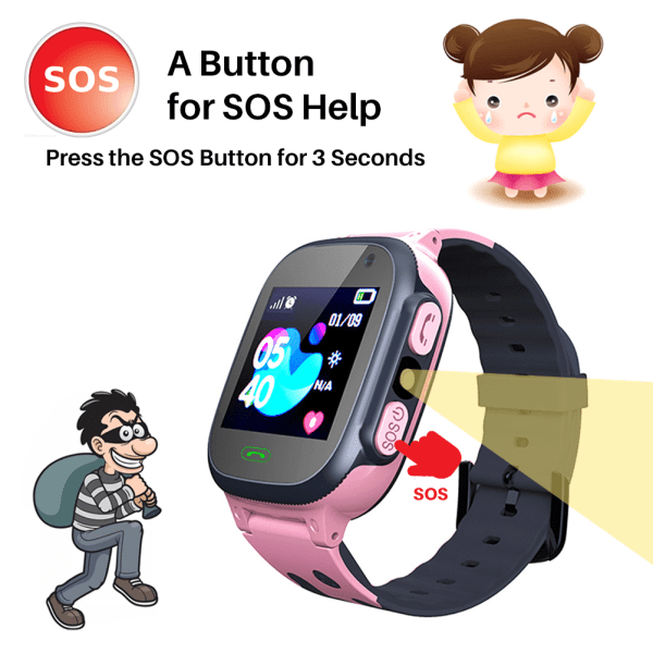 Kids Smartwatch LBS Smart Watch med lommelykter Anti Lost Voice Chat for gutter Jenter Bursdagsgaver pink