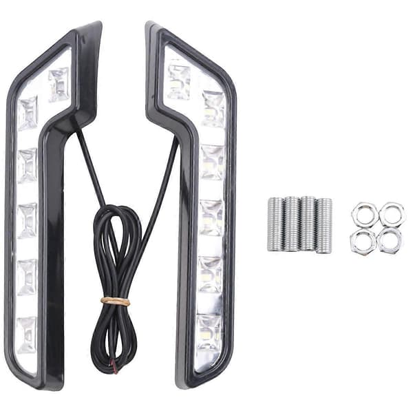 2x 12V supersterke DRL LED-kjørelys kompatible med biler vanntette LED-kjørelys tåkelys Black