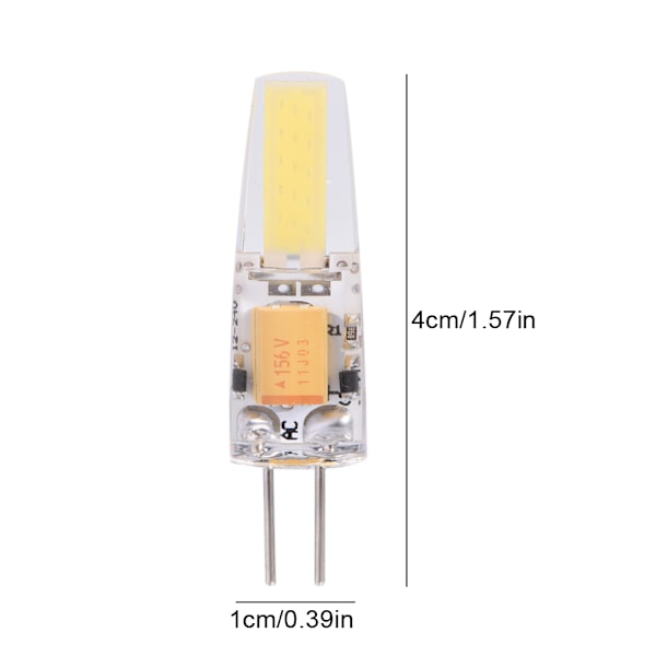 10 kpl AC/DC12-24V G4 COB LED-lamppuja, ei himmennettäviä silikonilamppuja (lämmin valkoinen)