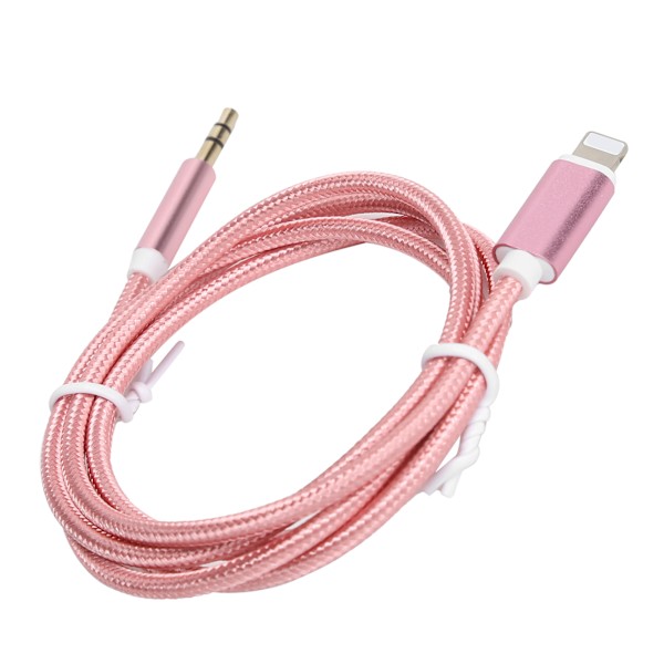 Bil AUX-kabel til IOS 12 3,5 mm AUX-lyd til IOS-interfaceadapter Nylonflettet kabel - Pink