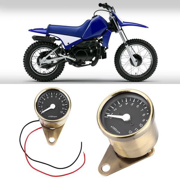 Motorcykel LED-omdrejningstæller Speedometer 12V Universal Autocykel Tilbehør (Messing) 0.6