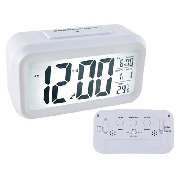 ISO väckarklocka Digital med termometer white