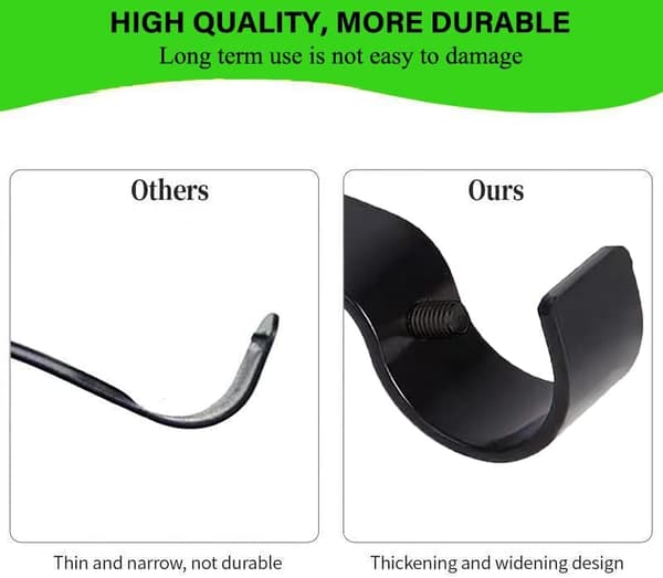 Premium Curtain Rod Brackets - 2-Piece Adjustable Wall Mount, for 25mm Curtain Rods (Black)
