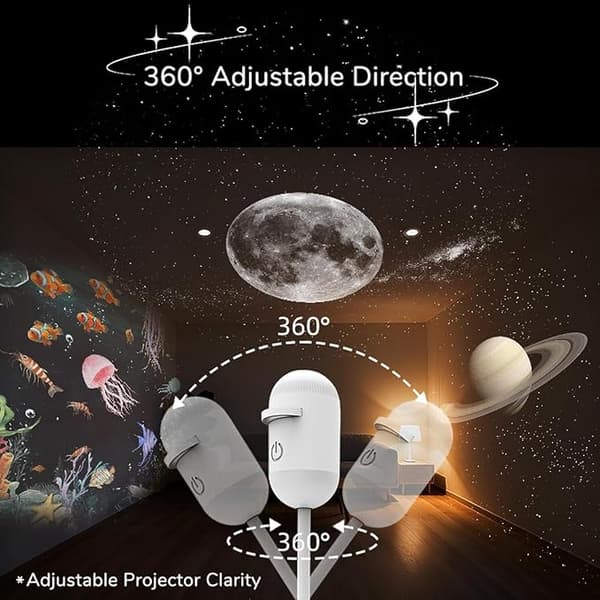 HD Smart Dynamic 5D Holographic Night Light Projector, Plug and Play HD Star Projector with 3/6/12/24 Projection Films With 3 films